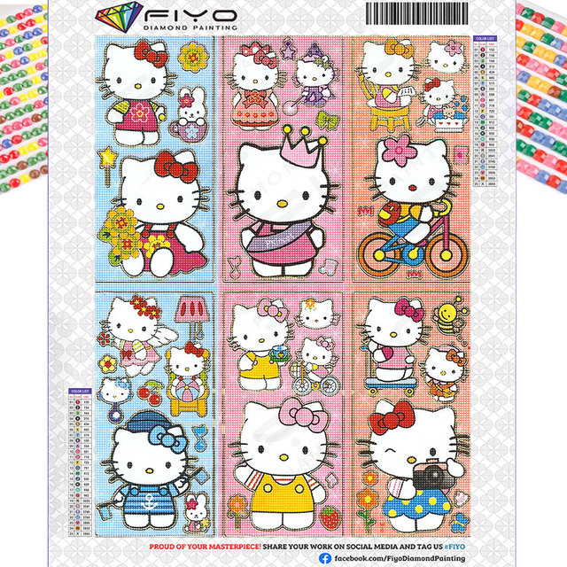 Diamond Art Painting Kits Hello Kitty  Diy Hello Kitty Diamond Painting Kit  - Diamond Painting Cross Stitch - Aliexpress